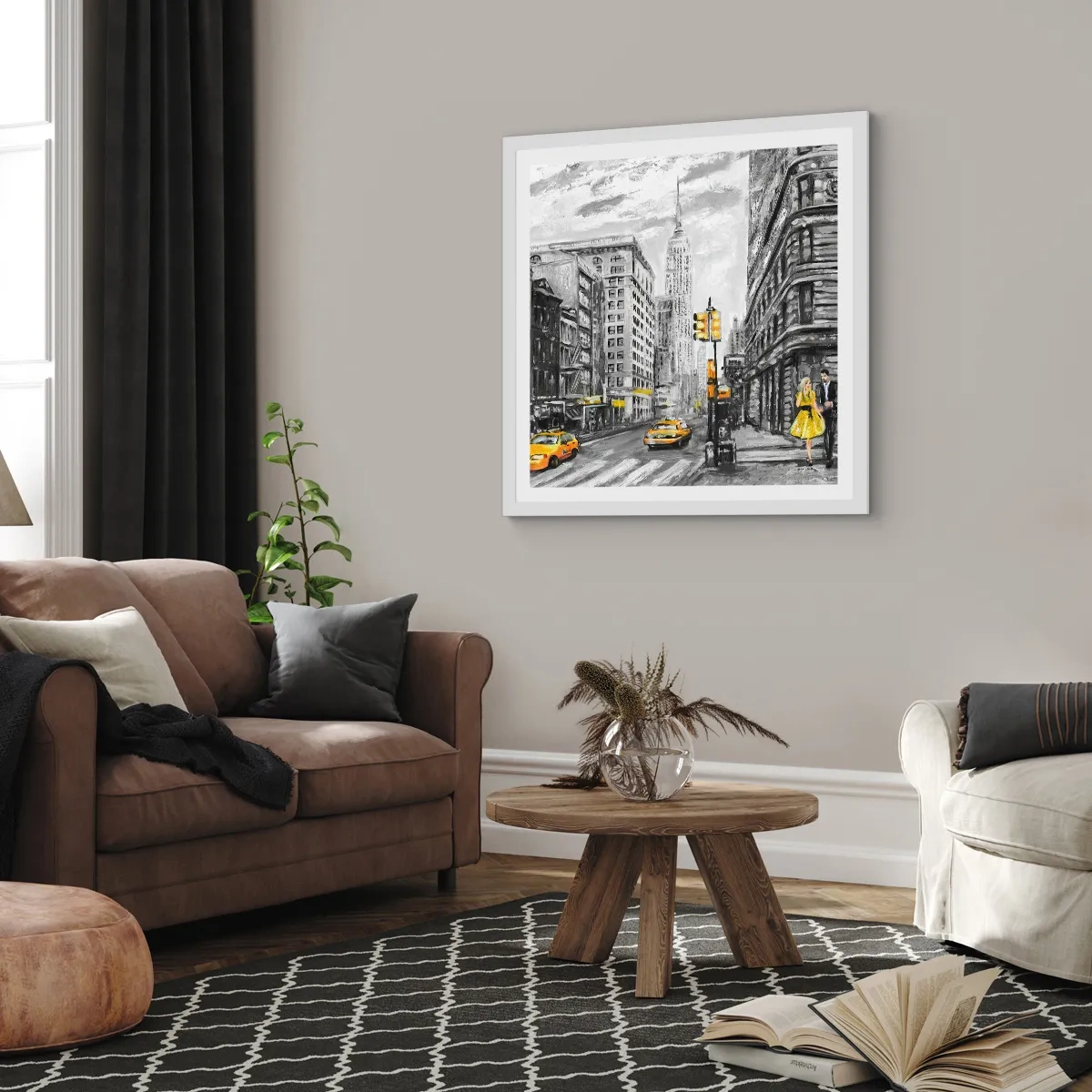 Plakát v bílém rámu - Newyorský příběh - 30x30 cm