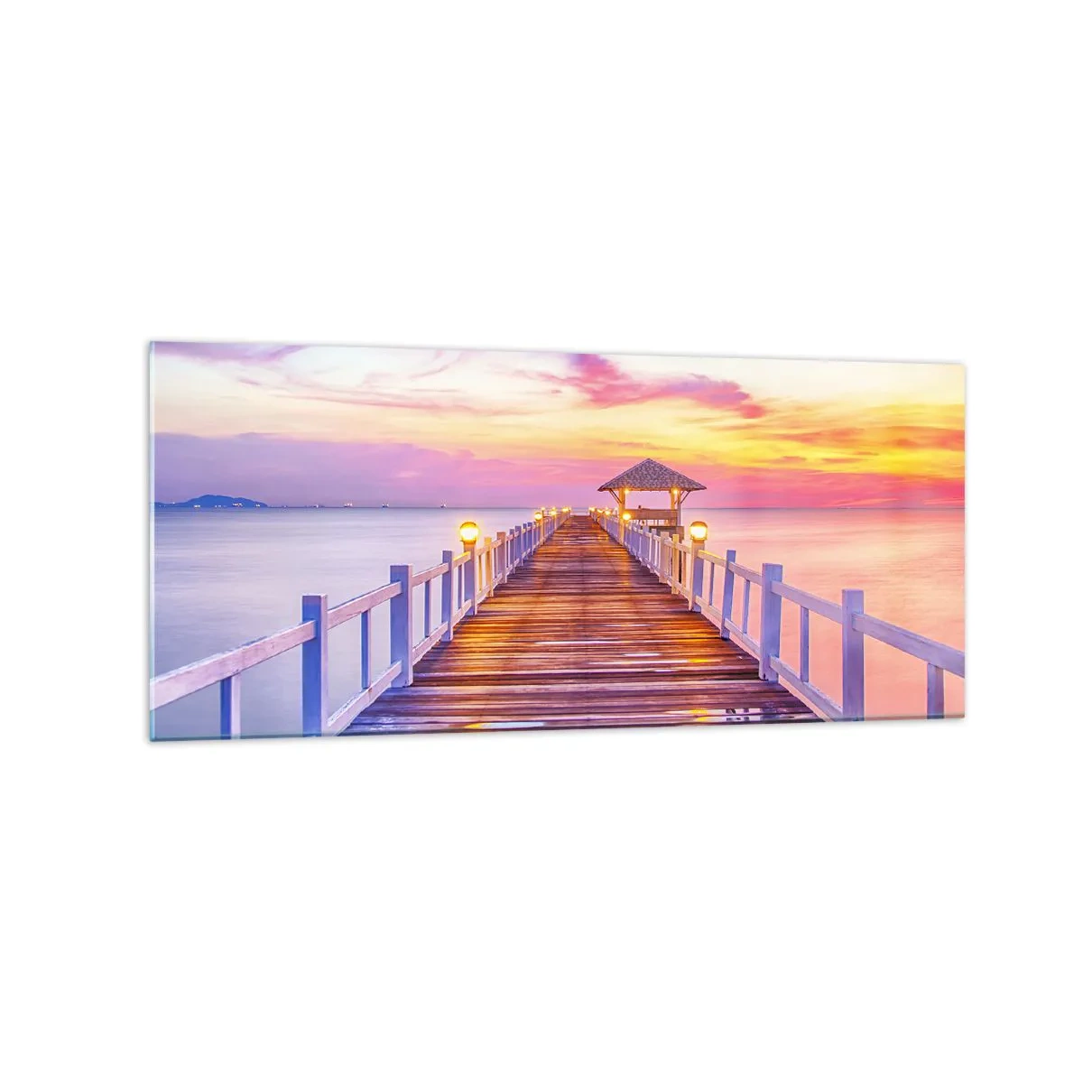 Obraz na skle - Liliově-zlaté ticho večera - 120x50 cm