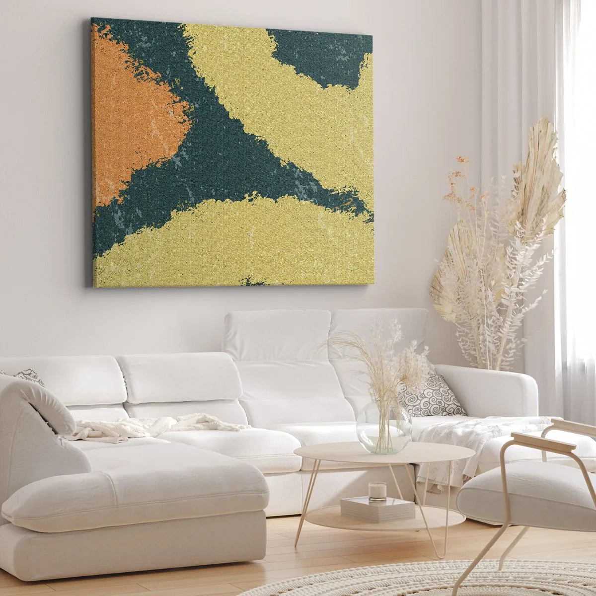 Obraz na plátně - Abstraktní skvrny v zemitých a zelených barvách - 70x50cm - Abstrakce – zpomalený pohyb - Moderní nástěnná dekorace do obývacího pokoje a ložnice ARTTOR