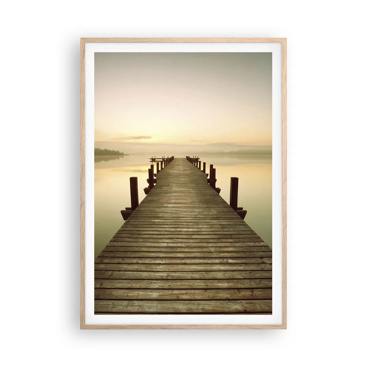 Plakát v rámu světlý dub - Rozbřesk, svítání, světlo - 70x100 cm