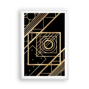 Plakát v bílém rámu - Zlatá geometrie - 61x91 cm