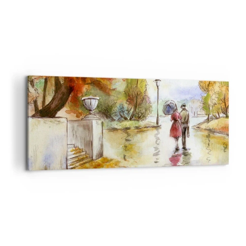 Obraz na plátně - Romantický podzim v parku - 100x40 cm