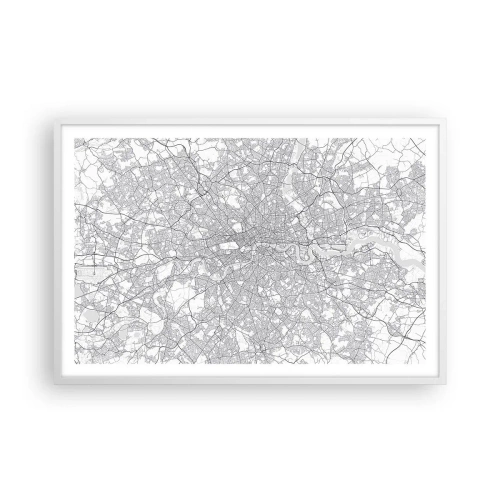 Plakát v bílém rámu - Mapa londýnského labyrintu - 91x61 cm
