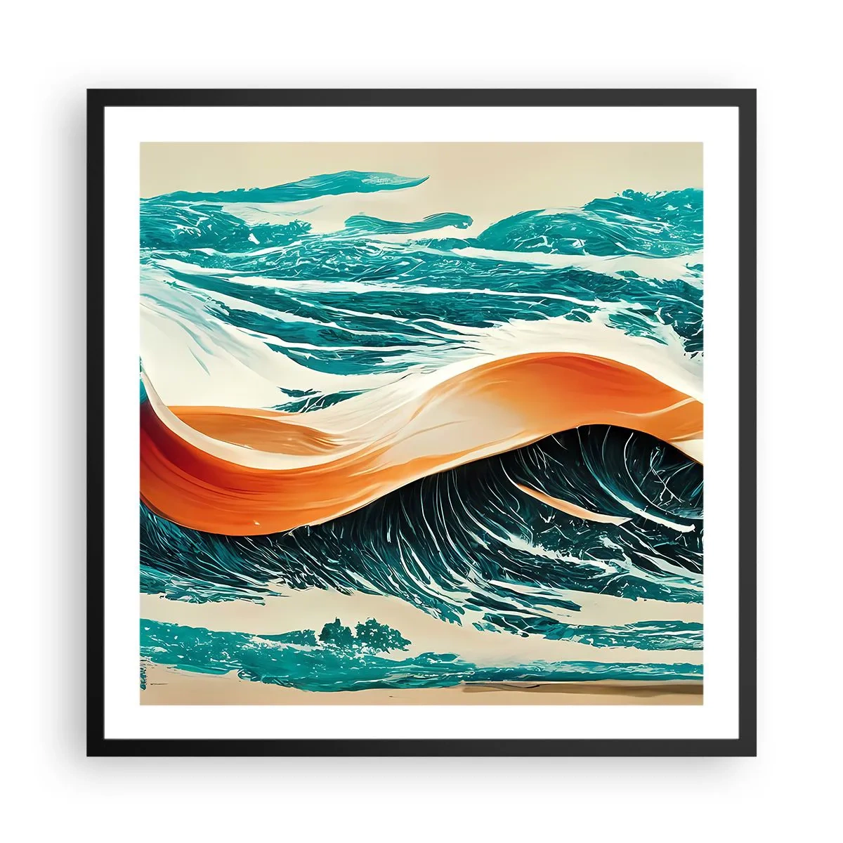 Plakát v černém rámu - Surfařův sen - 60x60 cm