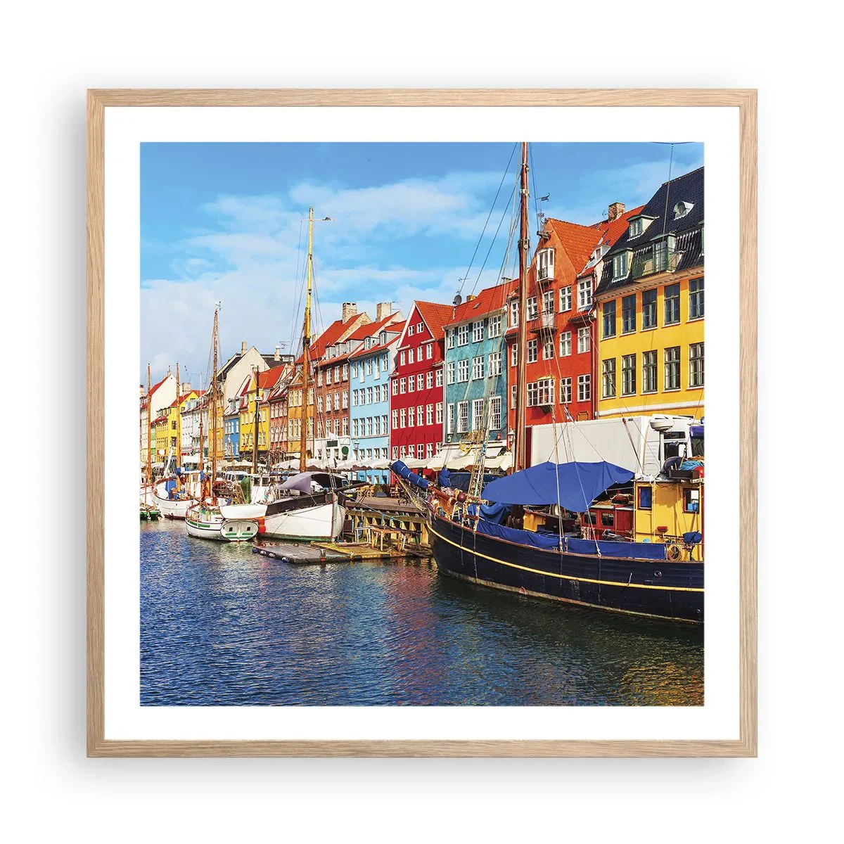 Plakát v rámu světlý dub - Radostné nábřeží - 60x60 cm