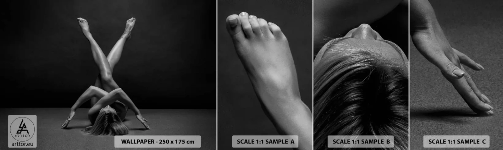 Vzor Fototapety Samolepicí Deluxe Sticker - Geometrie nahoty - Žena, Kus, Tělo - 100x30 cm