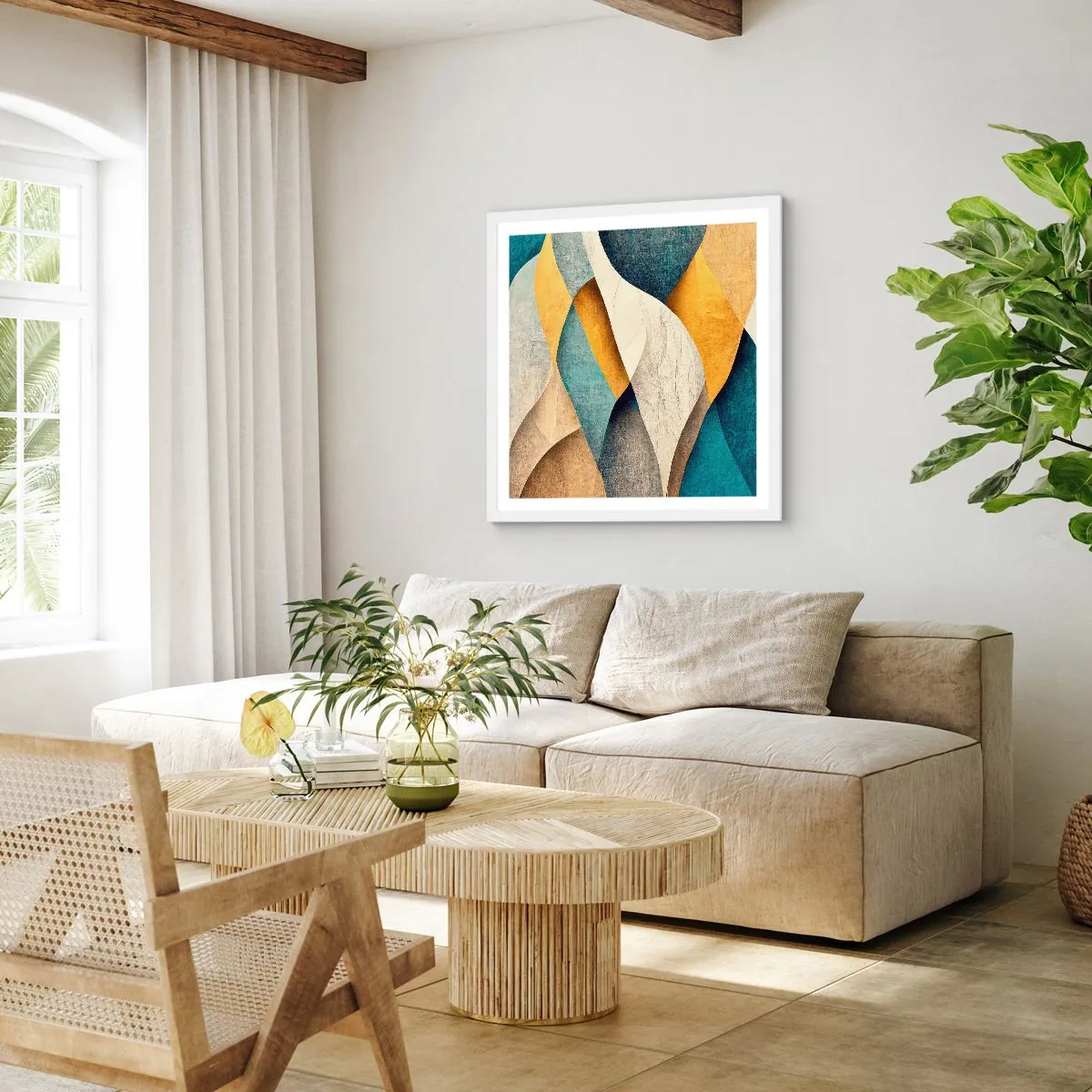 Plakát v bílém rámu - Rytmus a vlnění - 30x30 cm