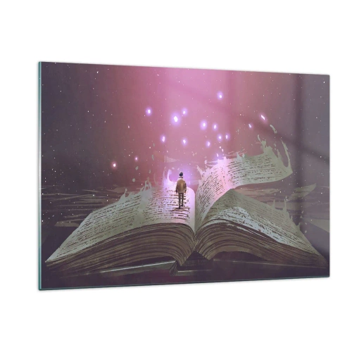Obraz na skle - Pozvánka do jiného světa - přečti si to! - 120x80 cm