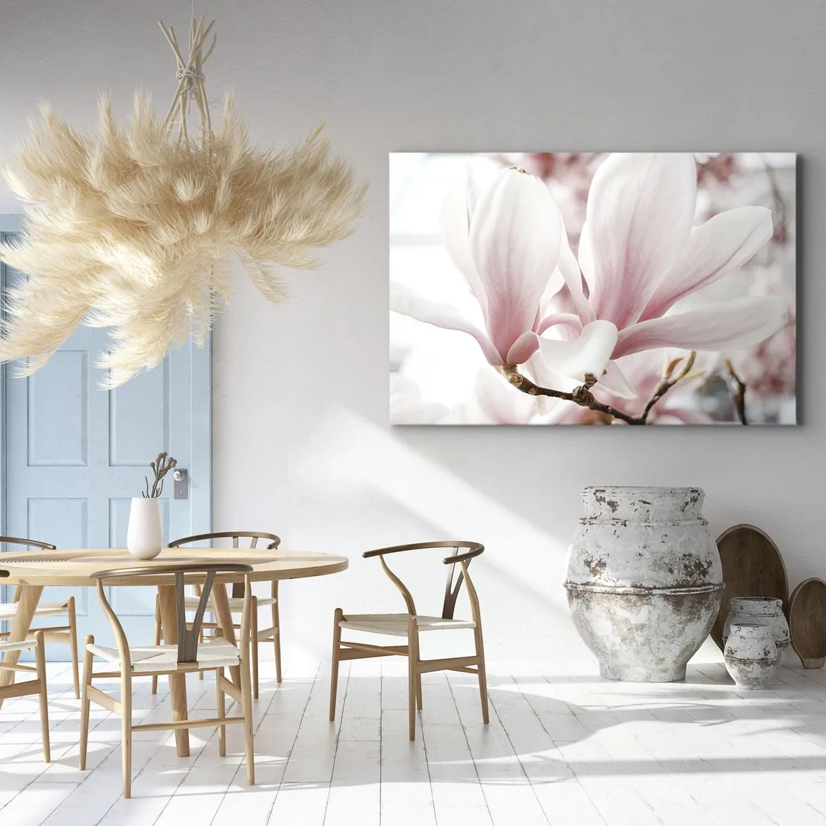Obraz na plátně - Jemné květy magnólie v pastelových odstínech - 70x50cm - Nesmírnost něžnosti - Moderní nástěnná dekorace do obývacího pokoje a ložnice ARTTOR