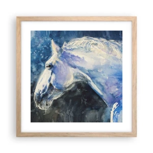 Plakát v rámu světlý dub - Portrét v modré záři - 40x40 cm