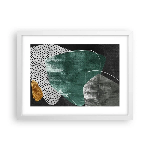 Plakát v bílém rámu - Barevná abstrakce se zlatou vločkou - 40x30 cm