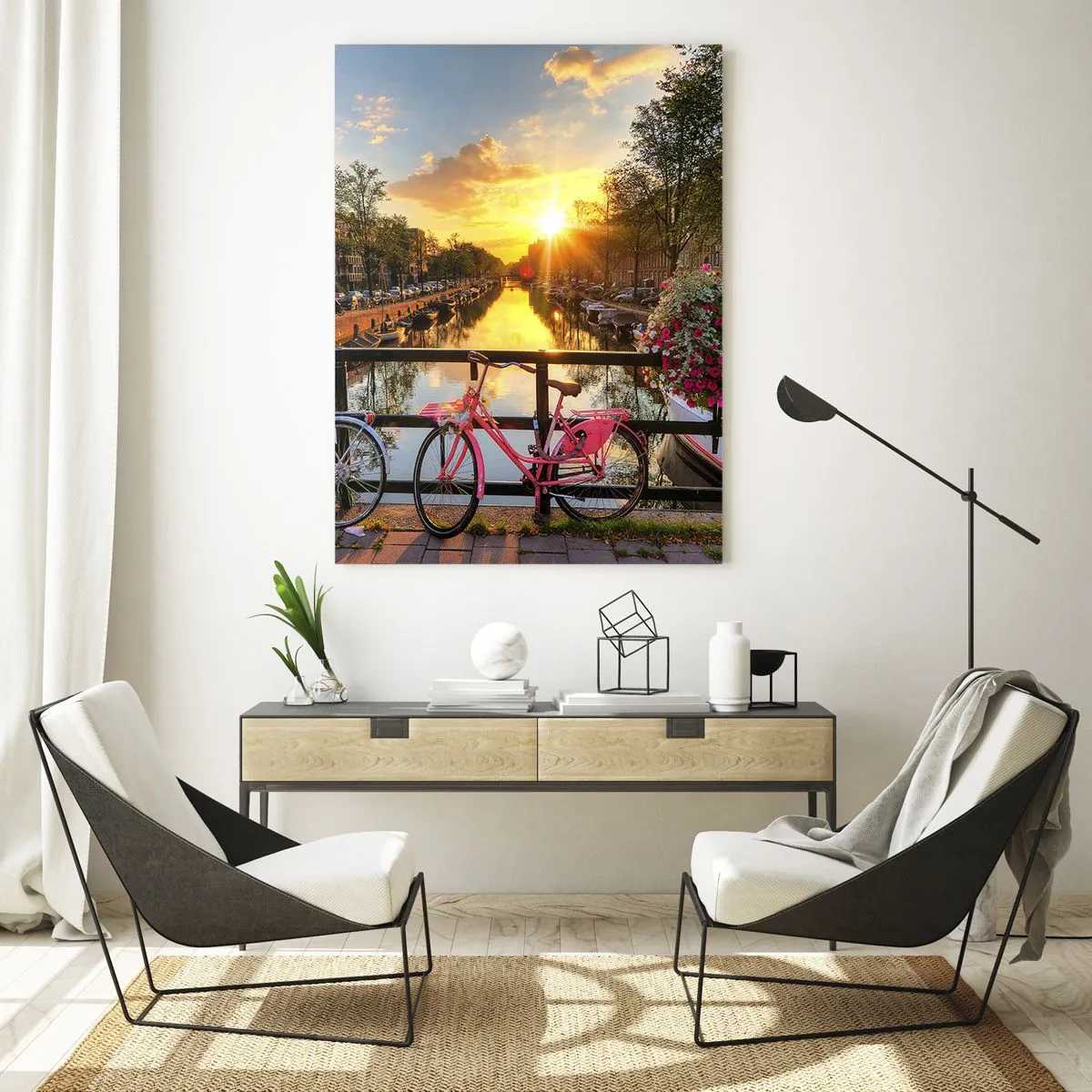 Obraz na skle - Jarní ráno v Amsterdamu - 50x70 cm