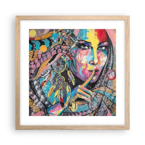 Plakát v rámu světlý dub - Mlč, než pochopíš - 40x40 cm