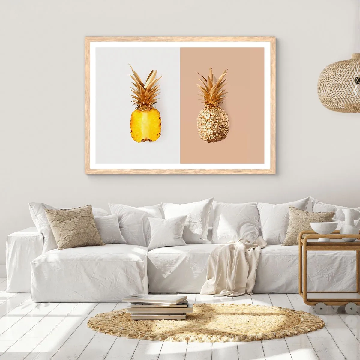 Plakát v rámu světlý dub - Ananas pro nás - 91x61 cm