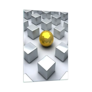 Obraz na skle - Proč já? Geometrická kompozice - 80x120 cm