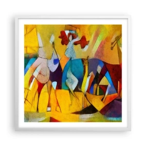 Plakát v bílém rámu - Slunce - život - radost - 60x60 cm