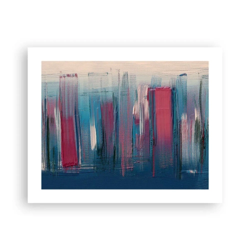 Plakát - Vertikální kompozice v modré a červené - 50x40 cm