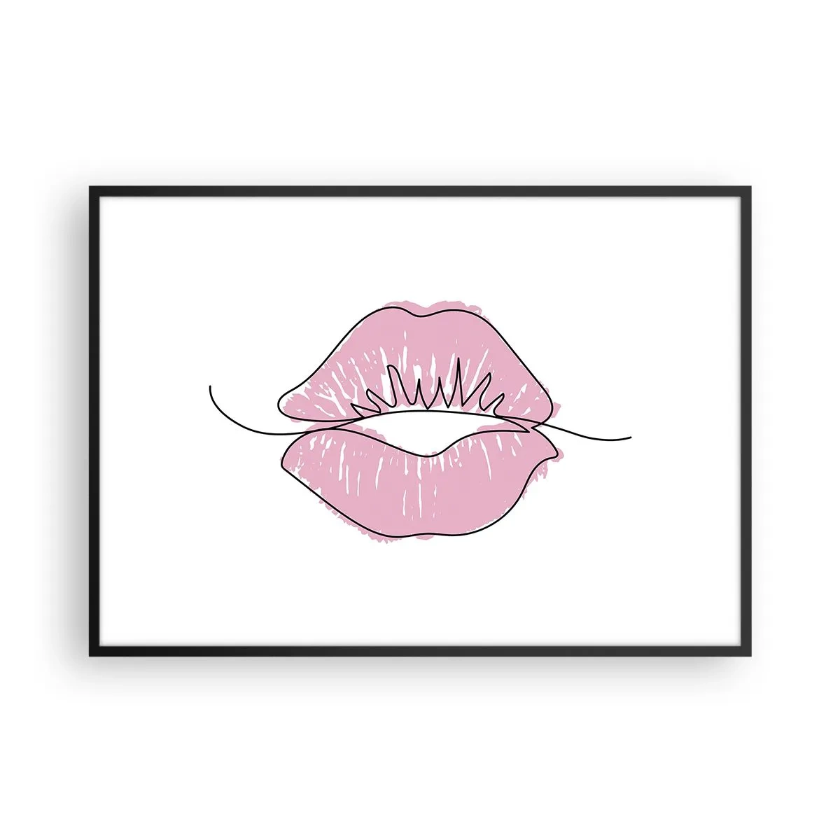 Plakát v černém rámu - Jsi připraven na polibek? - 100x70 cm