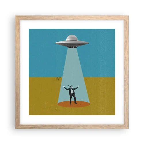 Plakát v rámu světlý dub - Blízké setkání - 40x40 cm