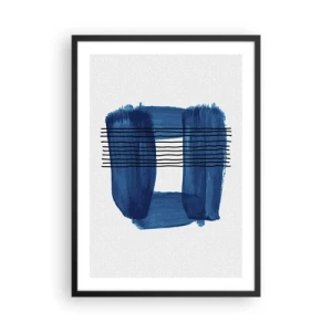 Plakát v černém rámu - Abstraktní kompozice v odstínech modré - 50x70cm - Modročerná kompozice - Moderní nástěnná dekorace do obývacího pokoje a ložnice ARTTOR