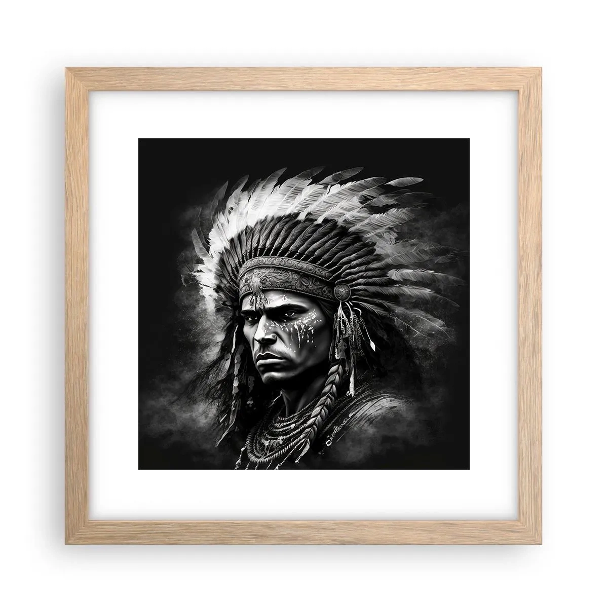 Plakát v rámu světlý dub - Vůdce a bojovník - 30x30 cm