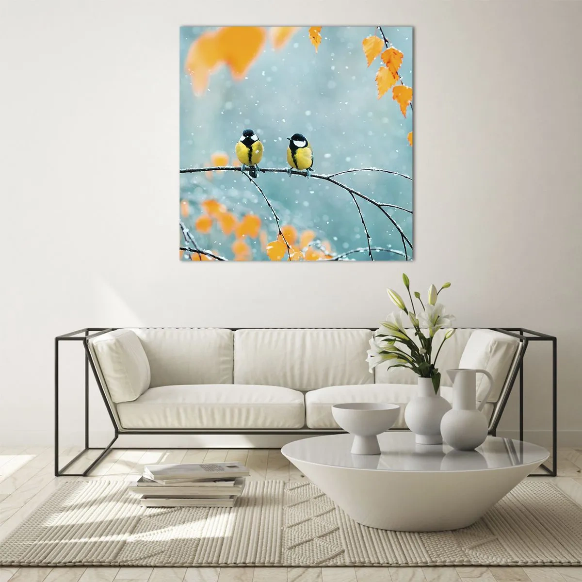 Obraz na skle - Ptačí drby - 40x40 cm