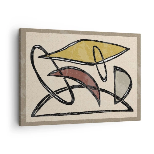 Obraz na plátně - Abstrakce s geometrickými tvary a tlumenými barvami - 70x50cm - Svisle a vodorovně - Moderní nástěnná dekorace do obývacího pokoje a ložnice ARTTOR