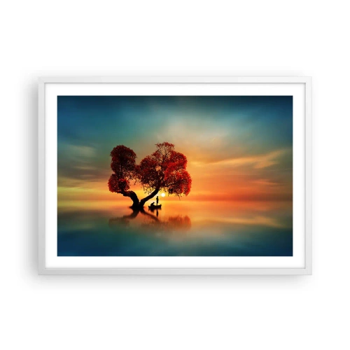 Plakát v bílém rámu - Voda a ticho vesmíru - 70x50 cm