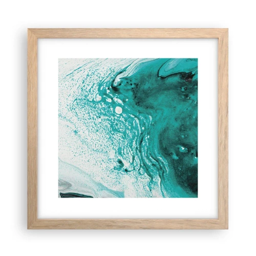 Plakát v rámu světlý dub - Propadnout v bílé a tyrkysové - 30x30 cm