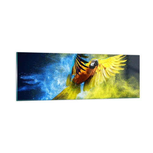 Obraz na skle - V modro-zlatém prachu - 90x30 cm