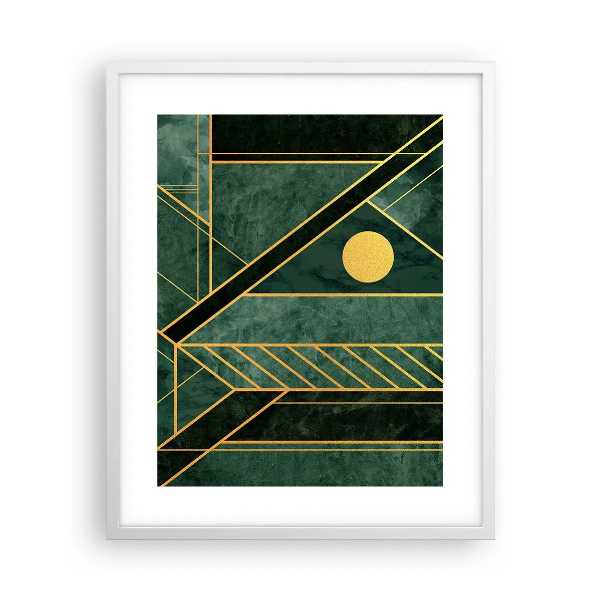 Plakát v bílém rámu - Dynamika zlata a lazuritu - 40x50 cm