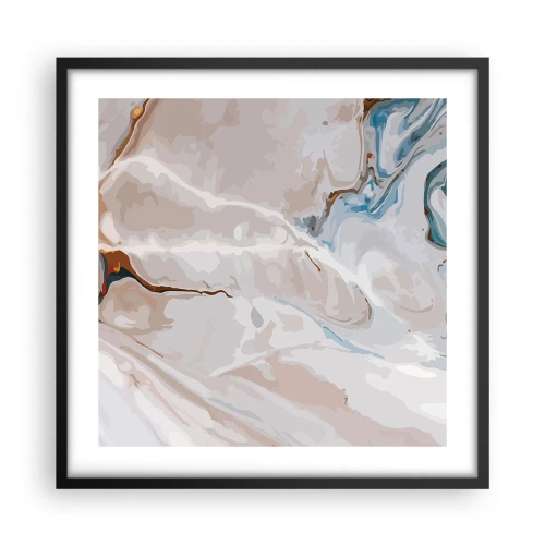 Plakát v černém rámu - Modré meandry pod bílou - 50x50 cm