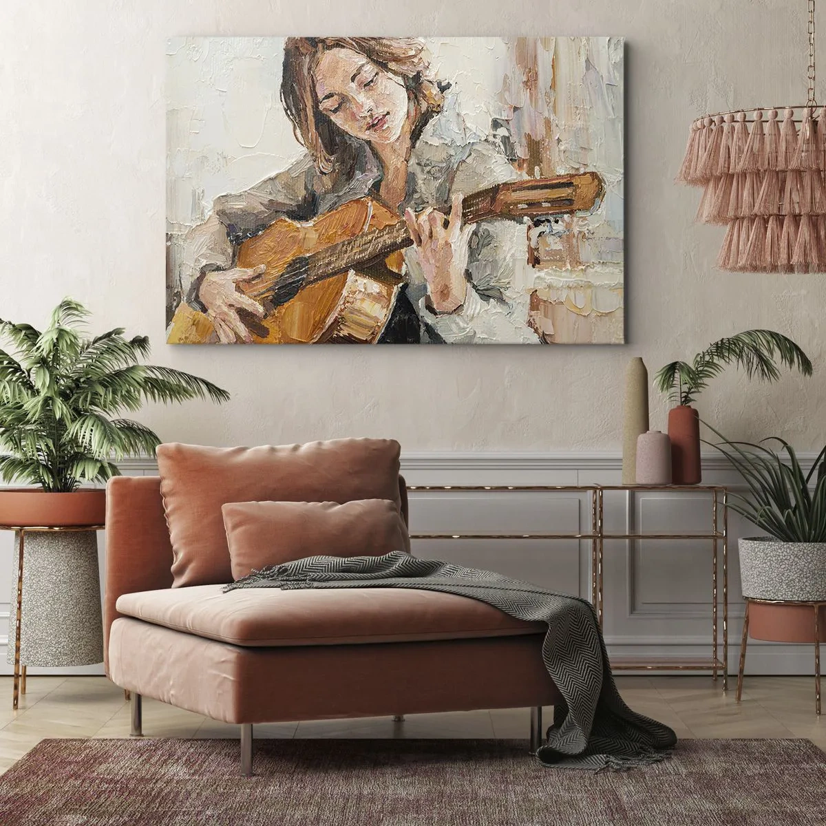 Obraz na plátně - Koncert pro kytaru a dívčí srdce - 70x50 cm