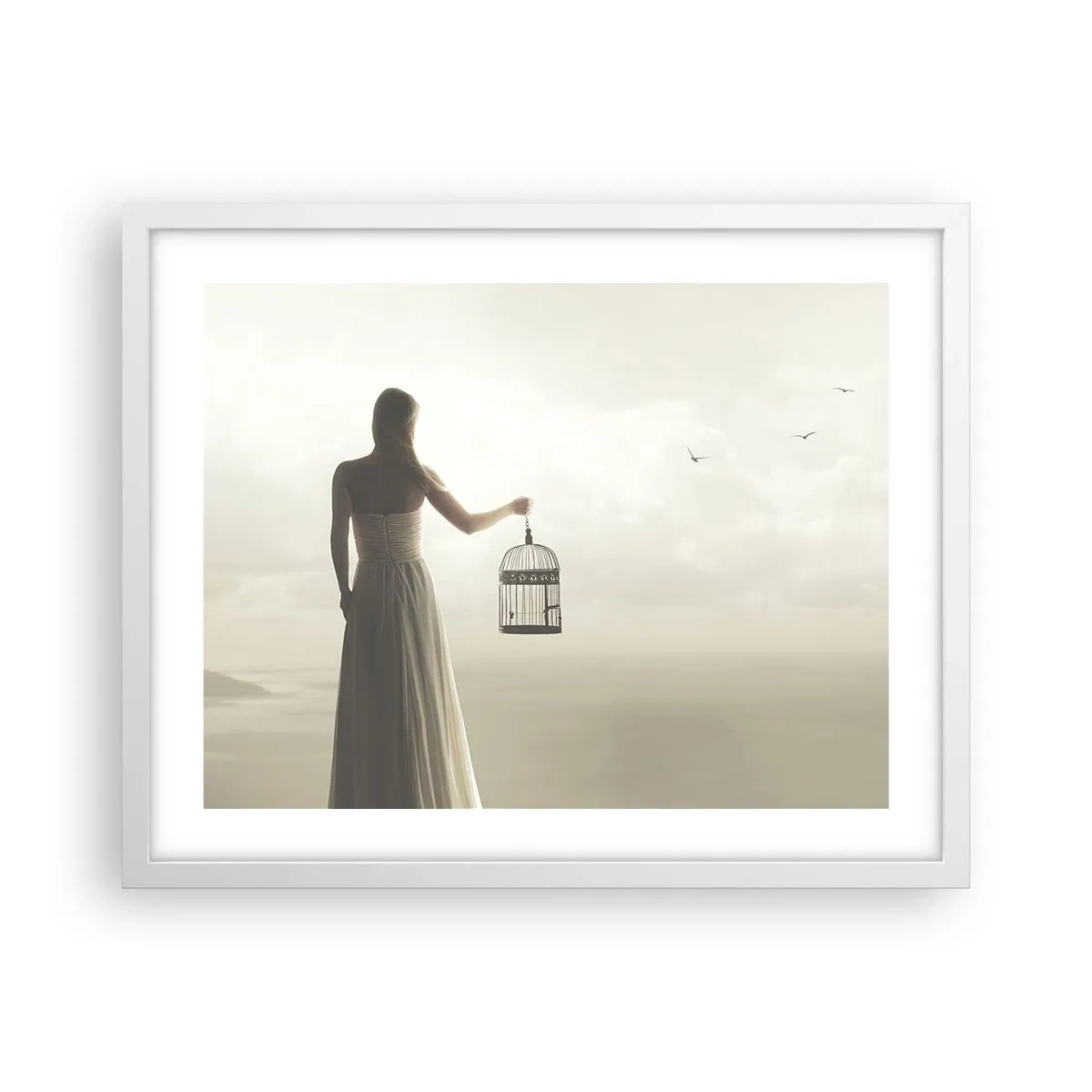 Plakát v bílém rámu - Buď svobodná - 50x40 cm