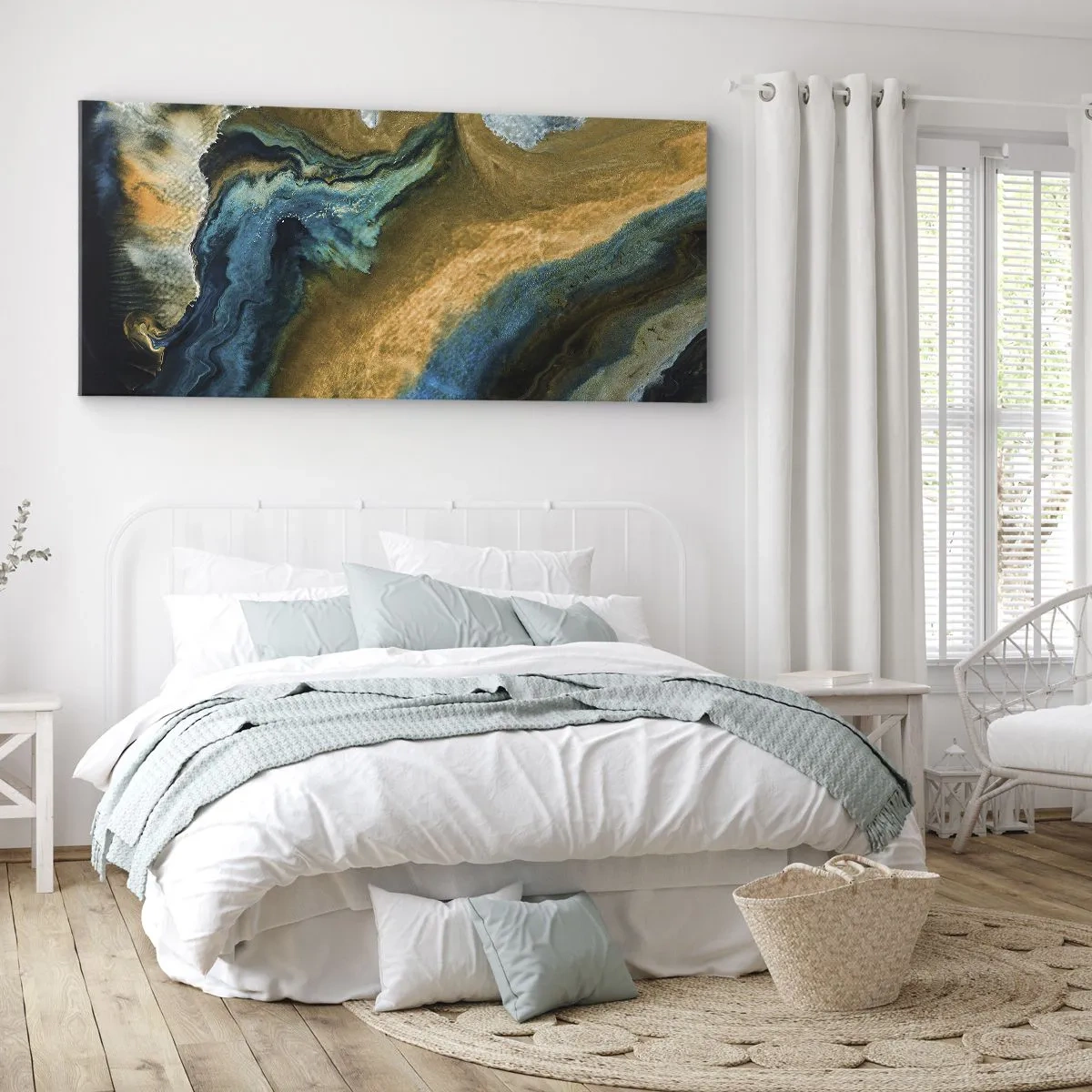 Obraz na plátně - Modrá – žlutá – vzájemné vlivy - 100x40 cm