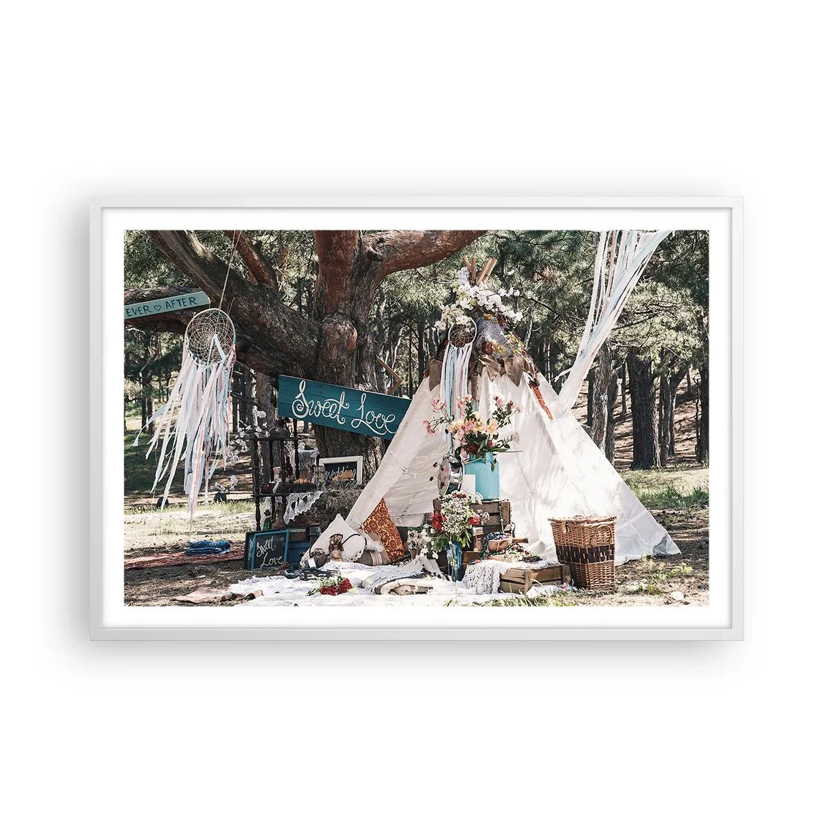 Plakát v bílém rámu - Make love… - 91x61 cm