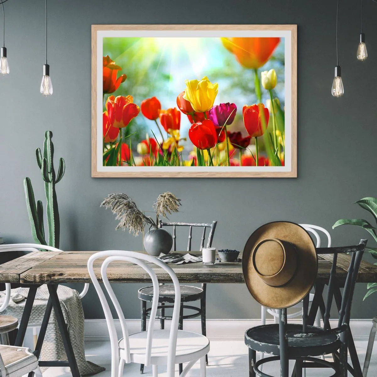 Plakát v rámu světlý dub - Všechny barvy slunce - 91x61 cm