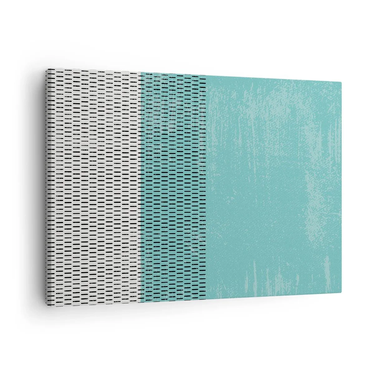 Obraz na plátně - Geometrická kompozice s tyrkysovou a liniemi - 70x50cm - Vyvážená kompozice - Moderní nástěnná dekorace do obývacího pokoje a ložnice ARTTOR