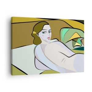 Obraz na plátně - Abstraktní postava v moderním stylu - 70x50cm - Intimní portrét - Moderní nástěnná dekorace do obývacího pokoje a ložnice ARTTOR