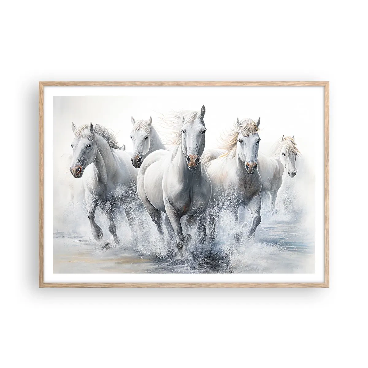 Plakát v rámu světlý dub - Bílá magie - 100x70 cm