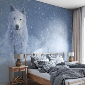 Fototapeta na míru Premium Canvas - V zimním duchu - bílý vlk, Zvířata, Zima