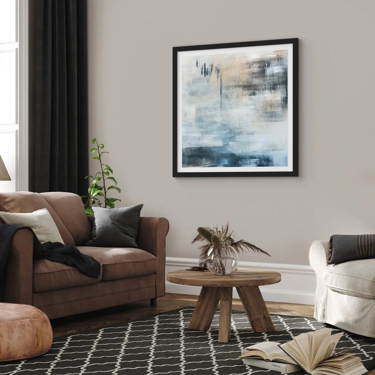 Plakát v černém rámu - Za závojem modré - 40x40 cm