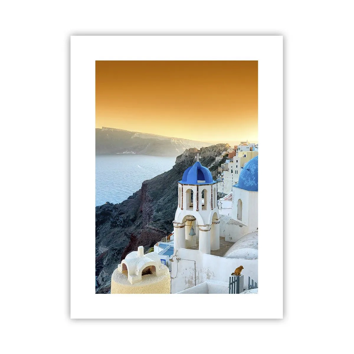 Plakát - Santorini - přitulené ke skalám - 30x40 cm