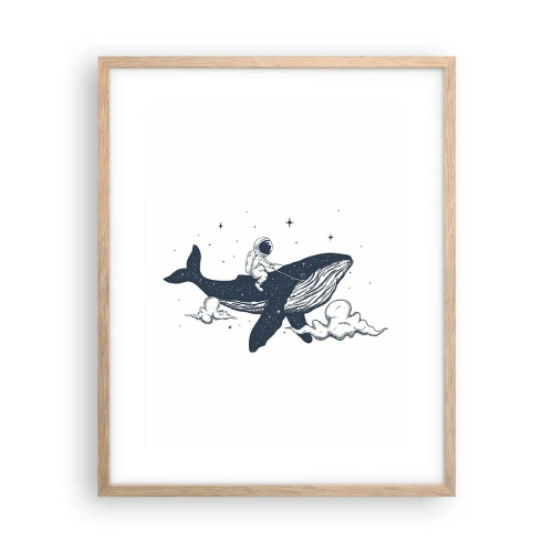 Plakát v rámu světlý dub - Vesmírné dobrodružství - 40x50 cm