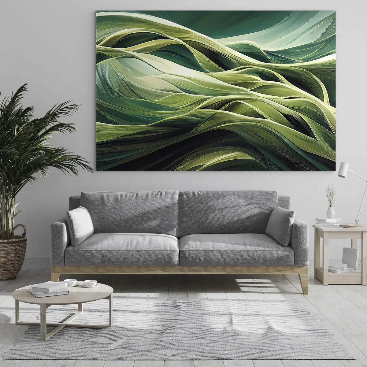 Obraz na skle - Abstraktní hra na zelenou - 100x70 cm