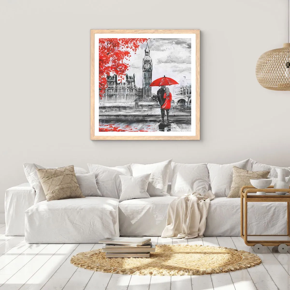 Plakát v rámu světlý dub - Zamilování do Londýna - 60x60 cm
