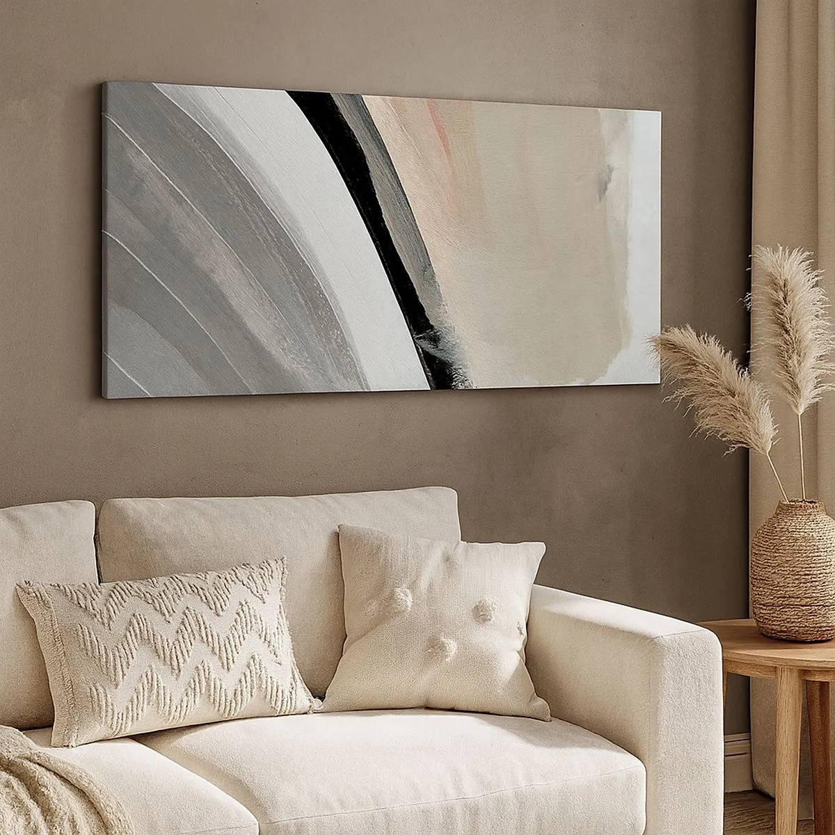 Obraz na plátně - Kompozice: černý a šedý oblouk - 100x40 cm