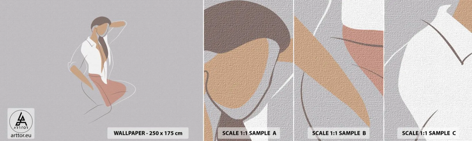 Vzor Fototapety Samolepicí Deluxe Sticker - Obrys půvabu - Žena, Grafika, Modelka - 100x30 cm