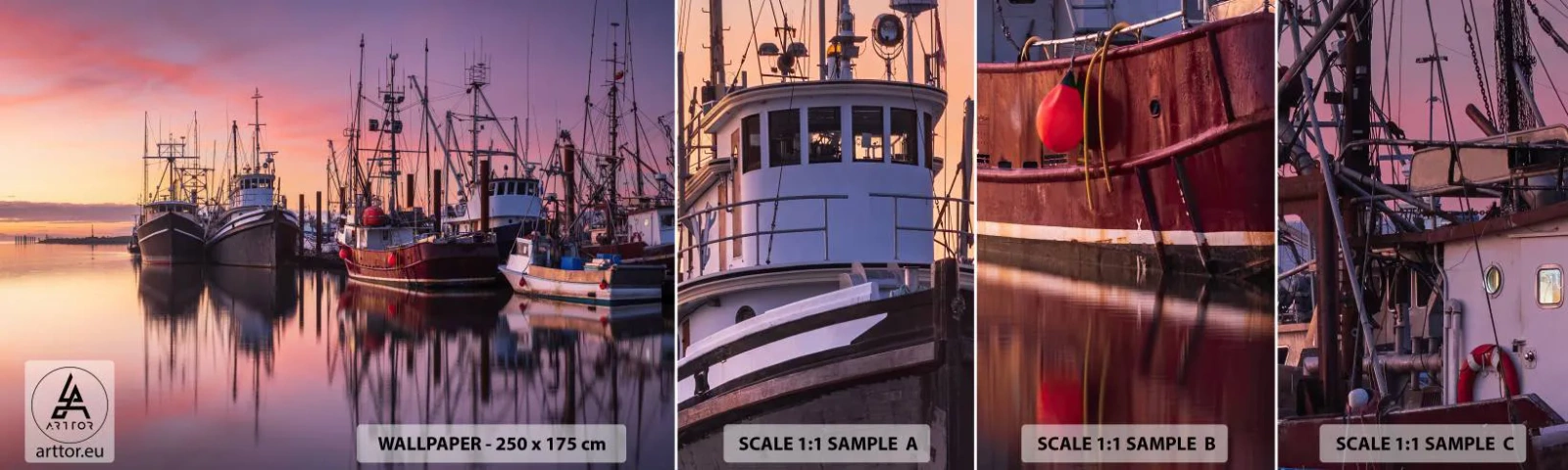Fototapeta Vzorek Standard Eco - Před dalším dnem - Rybářský přístav, Lodě, Rybolov - 100x30 cm