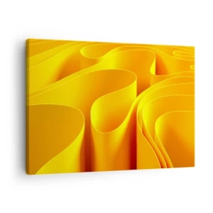 Obraz na plátně - Žluté abstraktní vlny připomínající sluneční paprsky - 70x50cm - Jako sluneční vlny - Moderní nástěnná dekorace do obývacího pokoje a ložnice ARTTOR